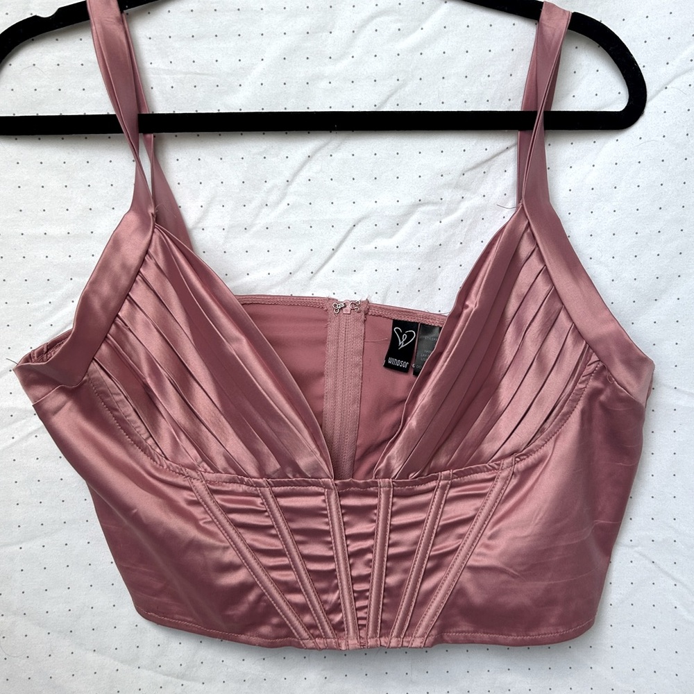 NWT Satin Cropped Corset Top